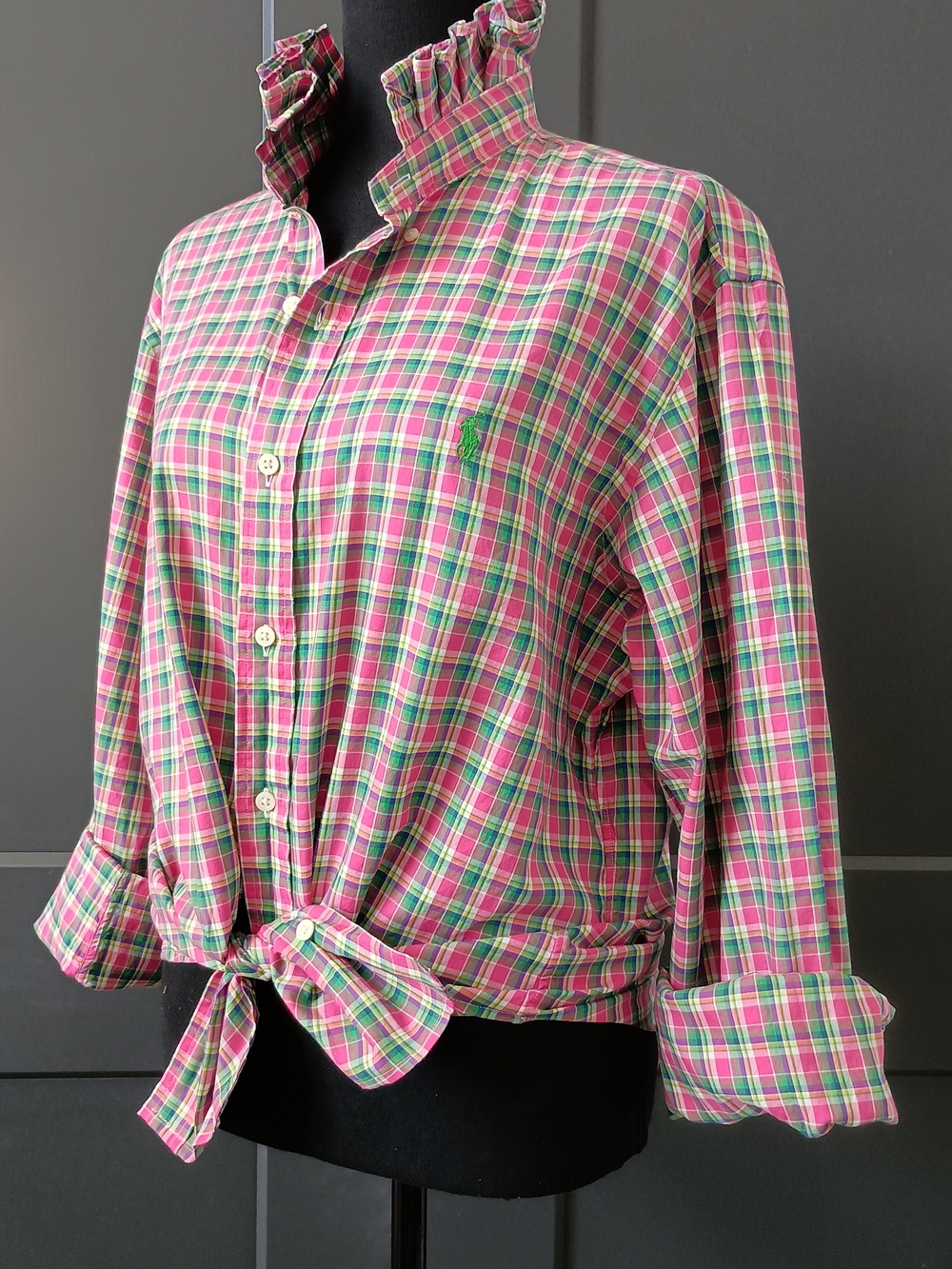 Upcycled Women's Ralph Lauren Ruffled Collar Shirt #139